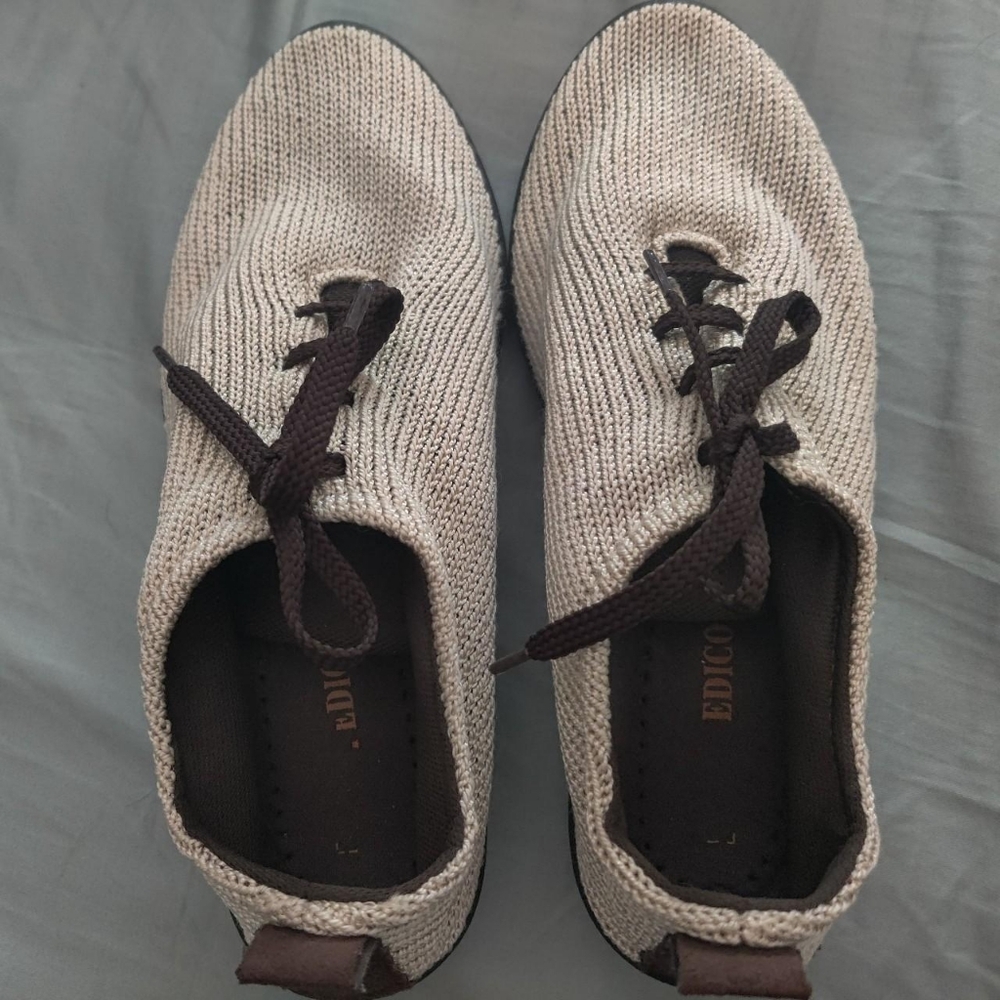 Arcopedico Shoes Womens Us Size 7 Beige Knit Comfort Lace Up Walking Shoe